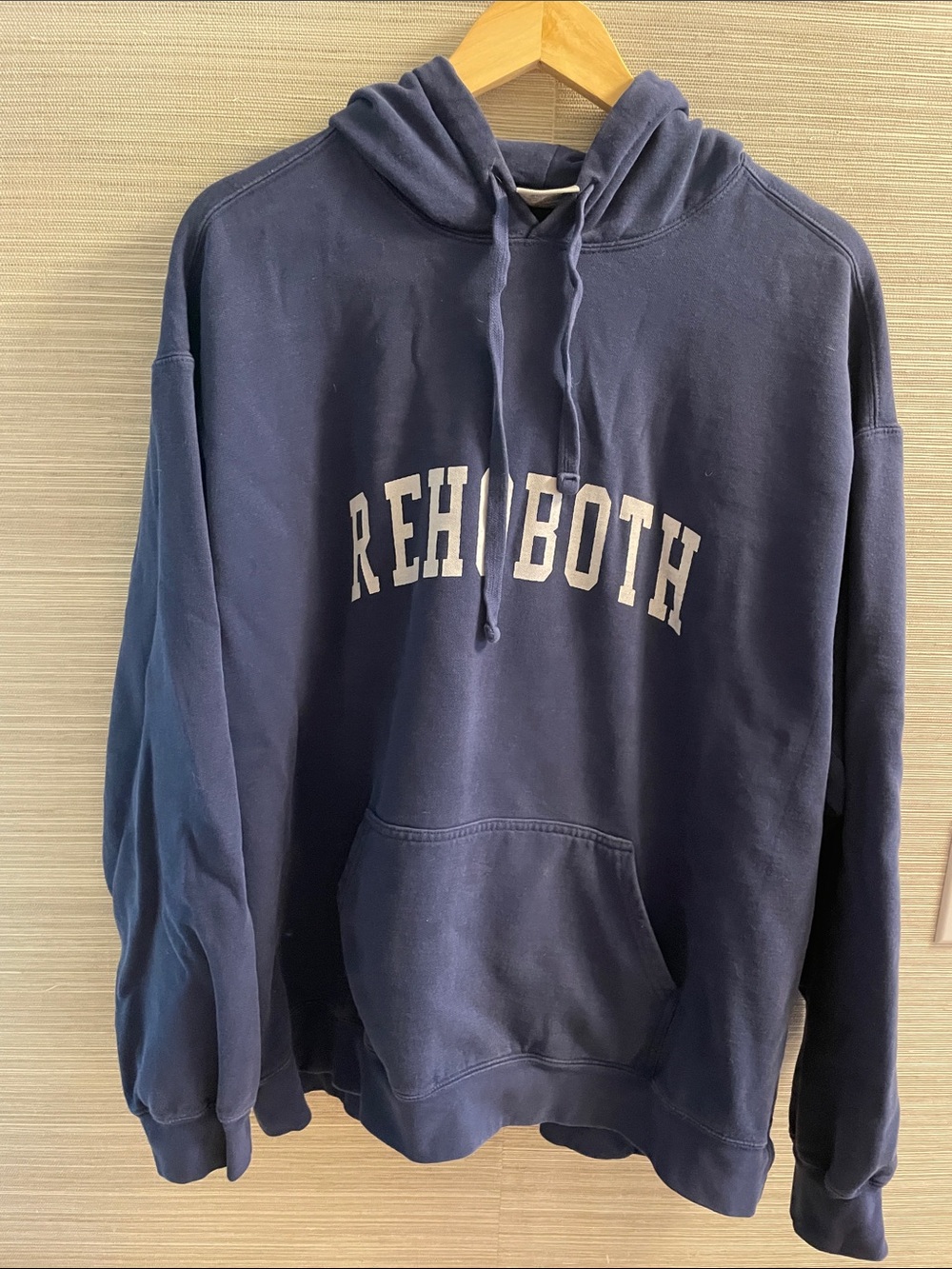 Comfort Colors Navy Blue Crewneck Hoodie with White 'REHOBOTH' Lettering